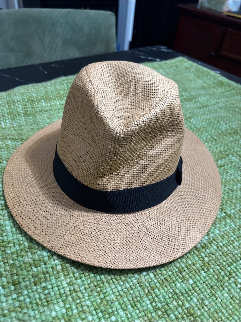Wonderful Daidem Classic Natural Straw Fedora with Black Band